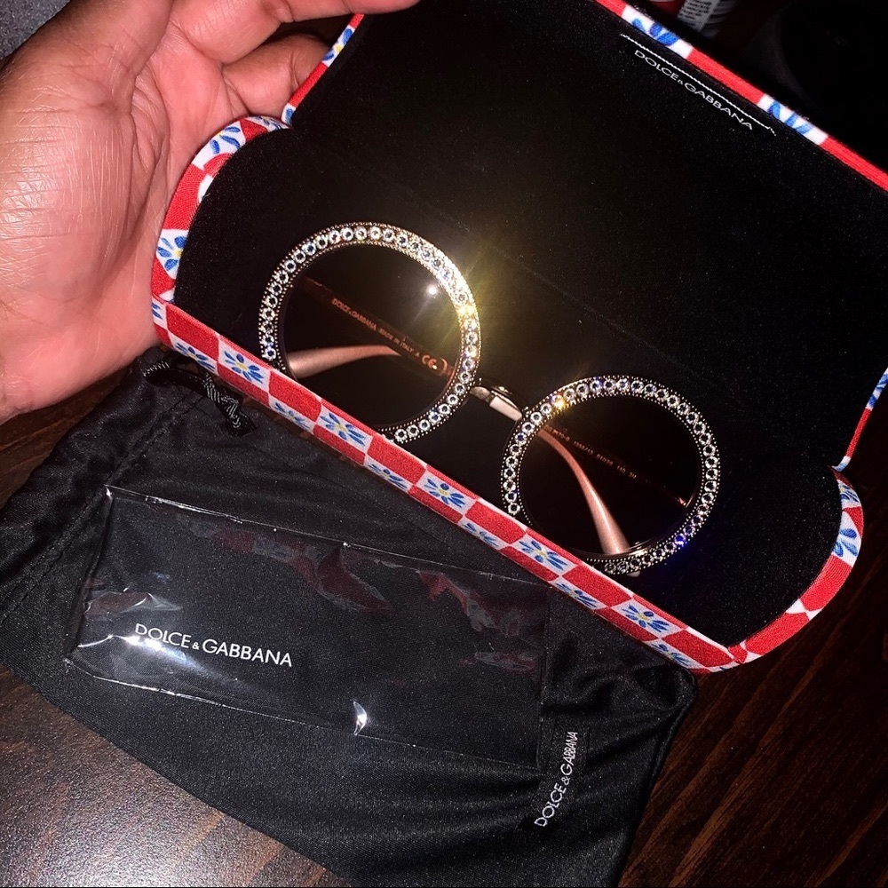 Dolce & Gabbana Rose Gold Round Crystal Sunglasses - Picture 6 of 12